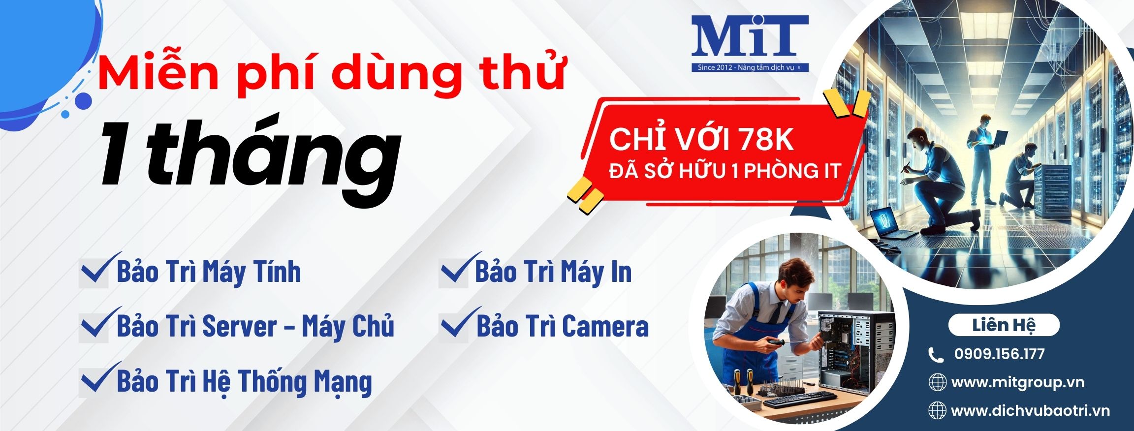 Banner ngang bảo trì máy tính 78k - miễn phí dùng thử 1 tháng - mitgroup.vn