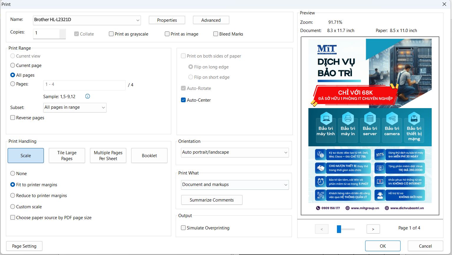 Bước 11 in thử sau khi cài đặt driver máy in brother hl-l2321d